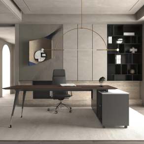 现代办公桌椅组合3D模型下载